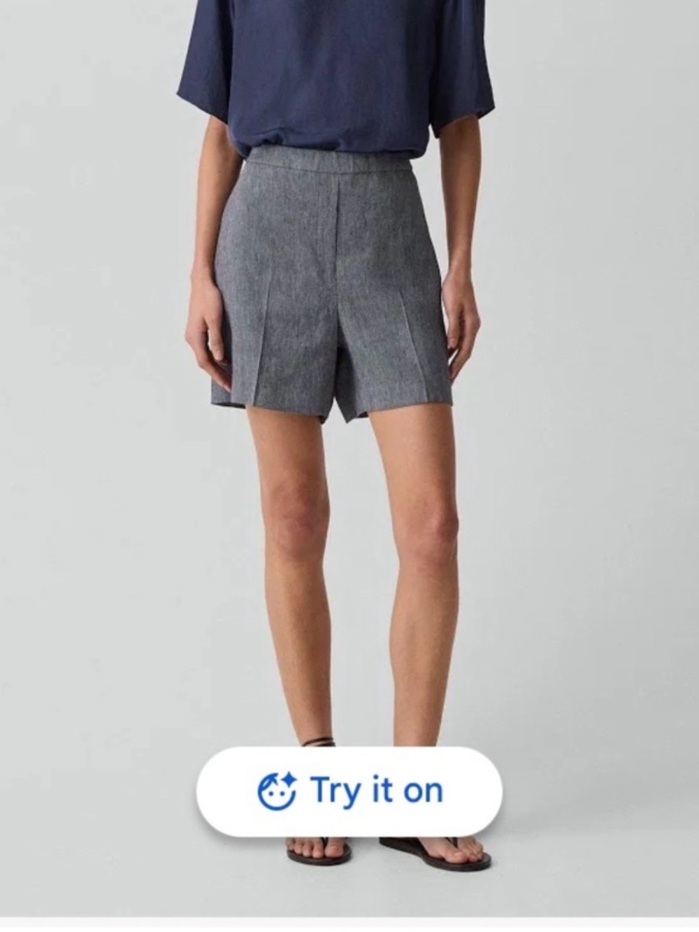 Theory Dark Gray Linen Blend Concord Caliver 2 Pull On Shorts